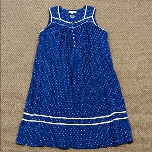 Eileen West Nautical Blue Polka Dot Cotton Nightgown size 3X